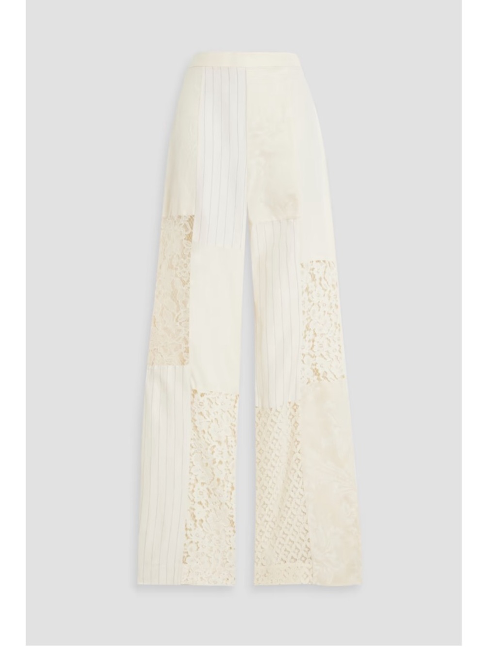 ZIMMERMANN Patchwork lace linen and silk jacquard wide-leg pants 00